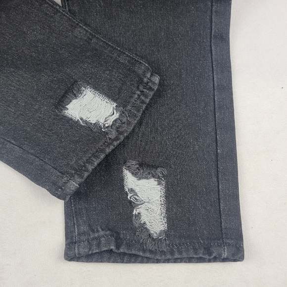 NIB skinny ripped hip hop black denim jeans patches embroidery size Med - Picture 3 of 6